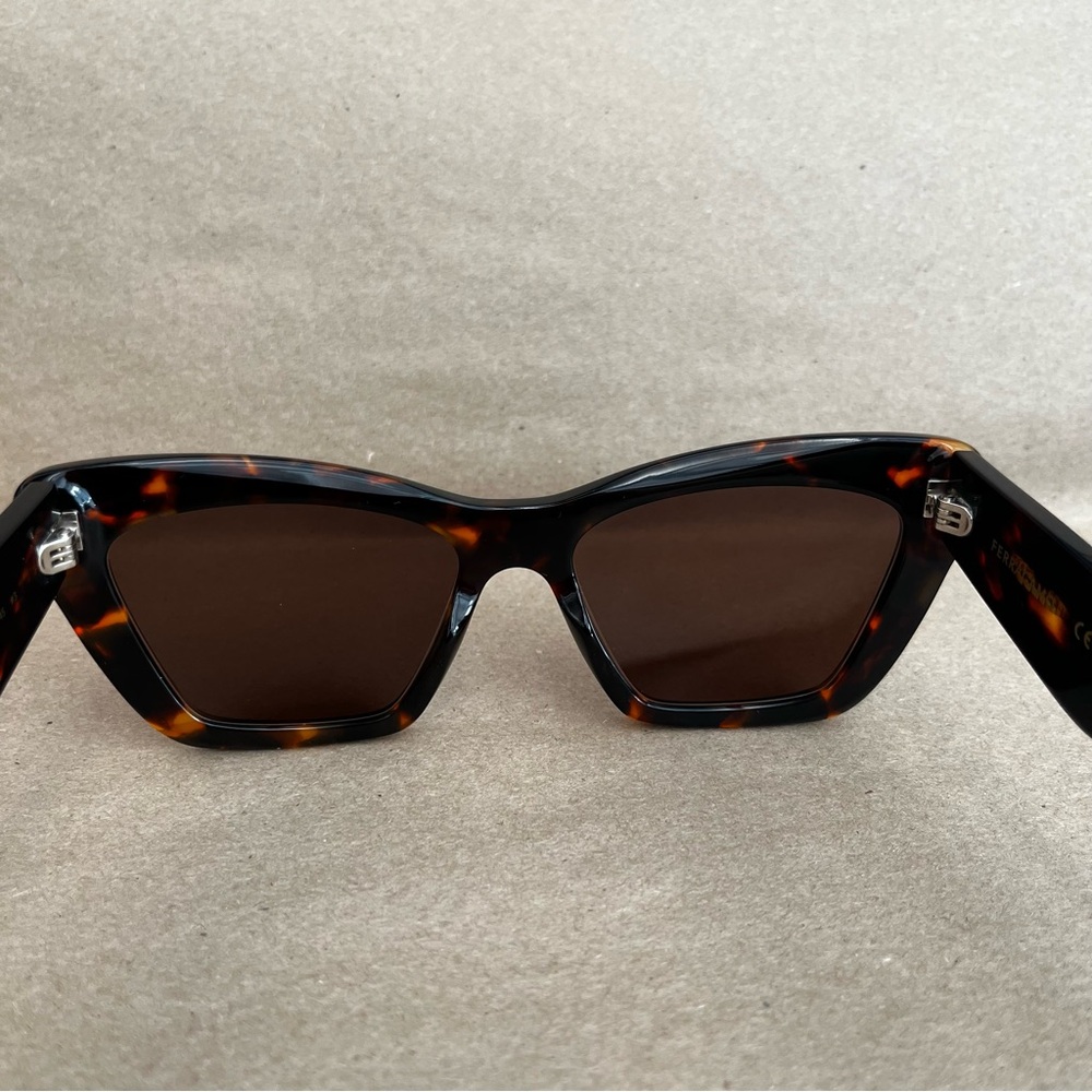 Salvatore Ferragamo Tortoiseshell Cat-Eye Sunglasses with Brown Lenses - Picture 6 of 7